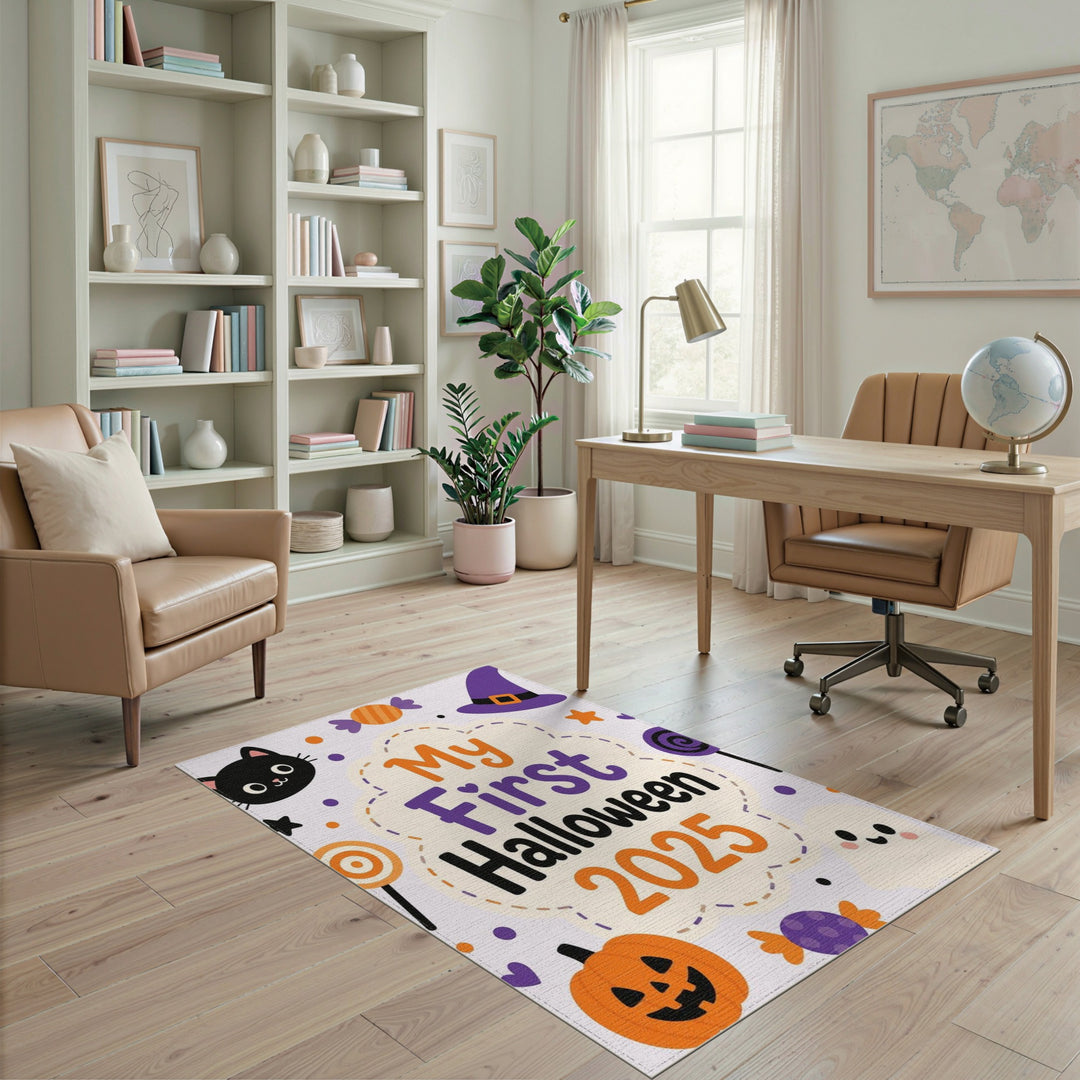 Multi-color and Patterns My First Halloween 2025 Kids Area Rug