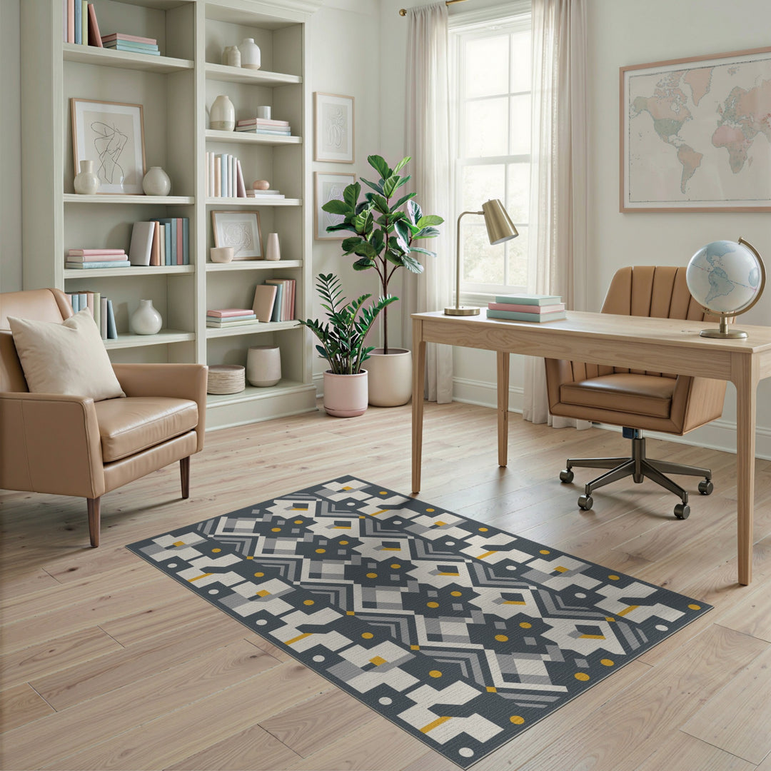 Grey Geometric Area Rug