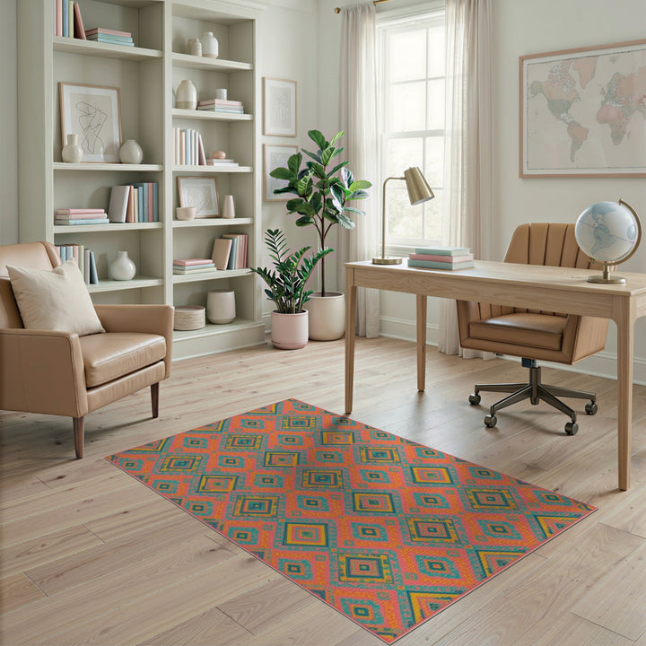Multi-color and Patterns Vibrant Multi-Color Diamond Geometric Area Rug