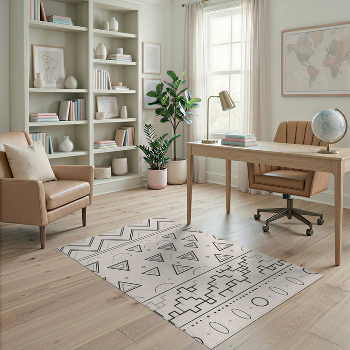 Black Geometric Triangle Chevron Area Rug