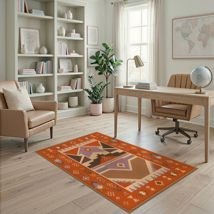 Orange Heritage Tribal Area Rug