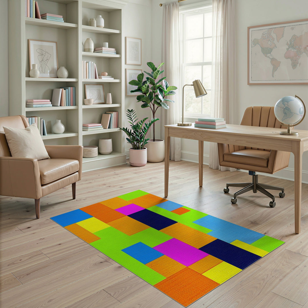 Vibrant Multi-color and Patterns Vibrant Geometric Color Block Area Rug