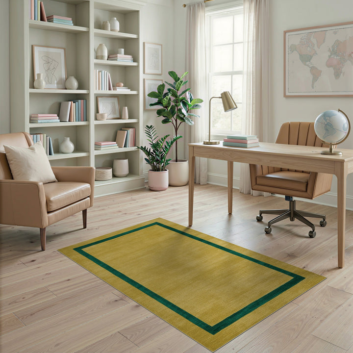 Geometric Modern Yellow Geometric Border Area Rug