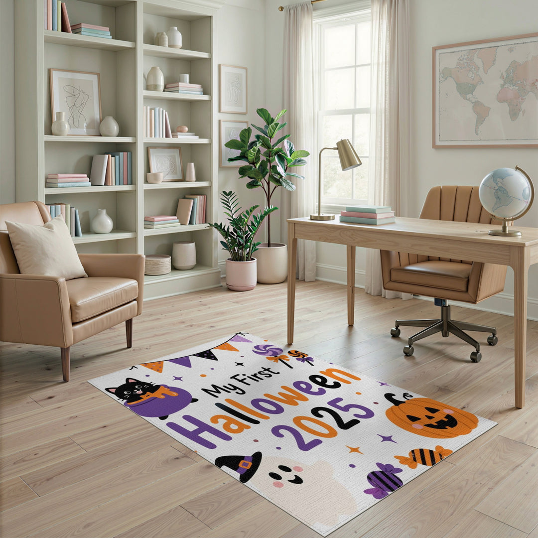 Kids Cartoon Multi-color and Patterns My First Halloween 2025 Kids Area Rug