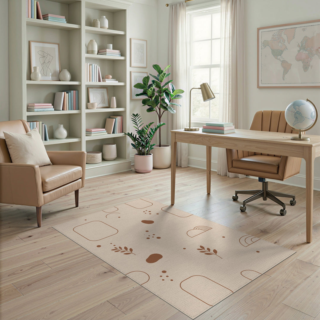 Boho Chic Beige Abstract Area Rug