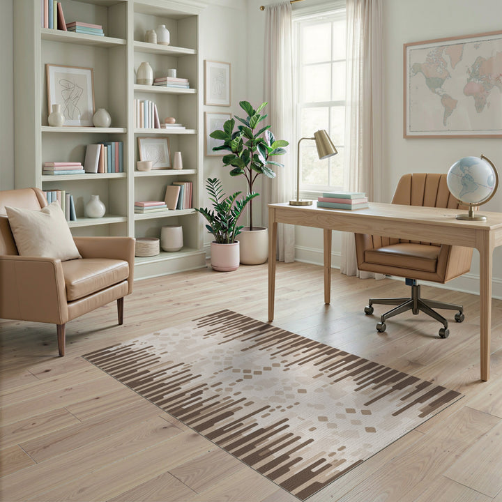 Brown Abstract Striped Area Rug