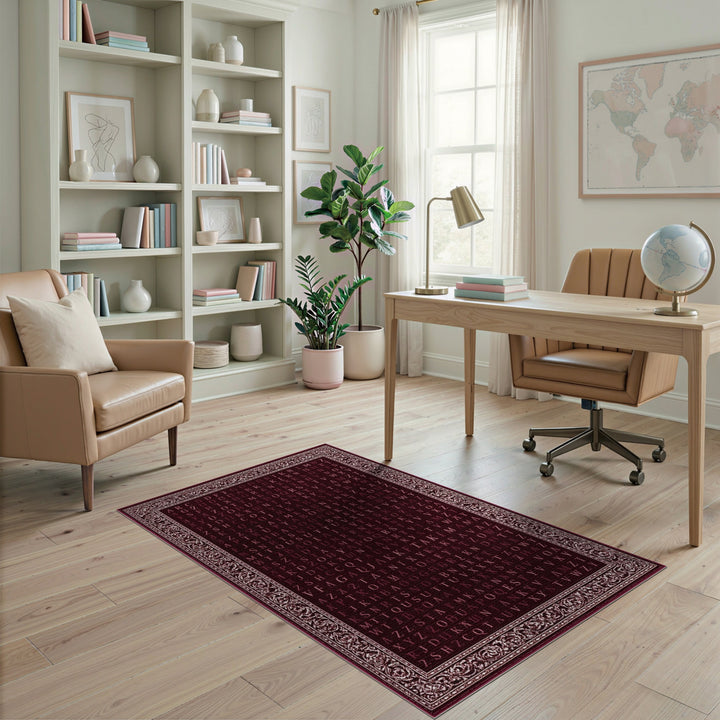 Red Alphabet Vintage Area Rug