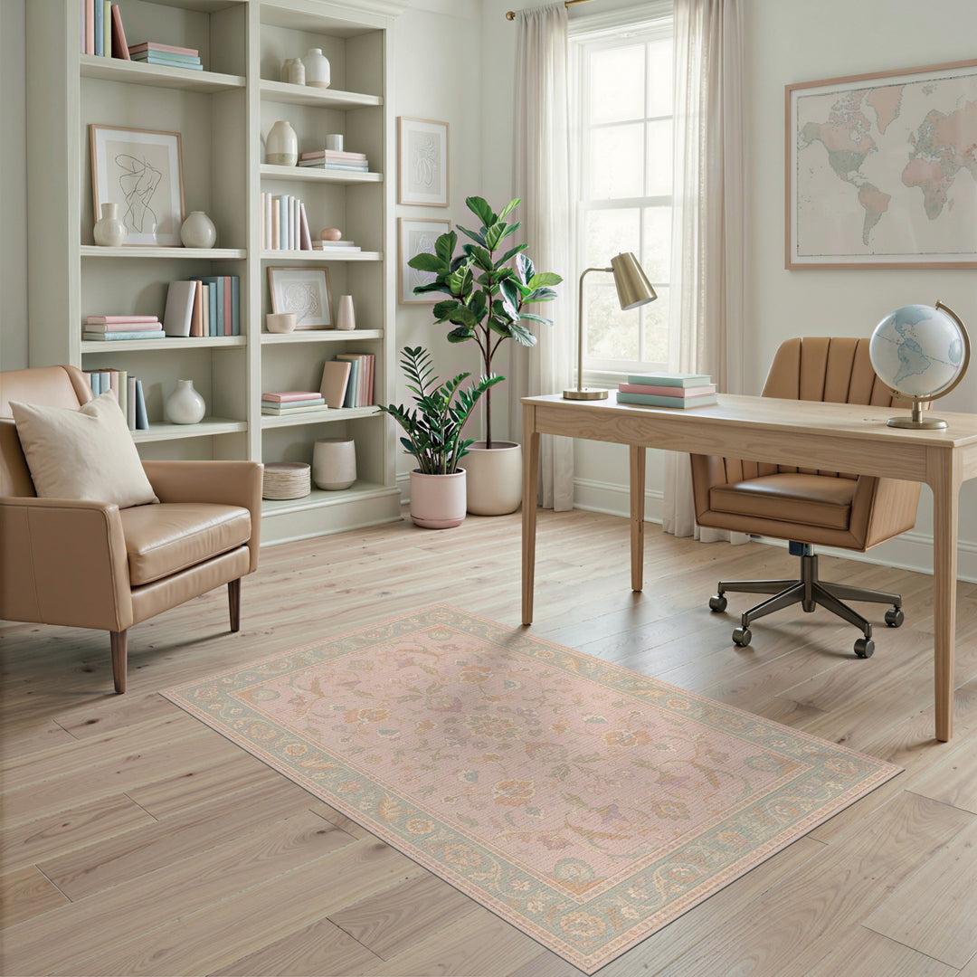 Pink Floral Vintage Area Rug