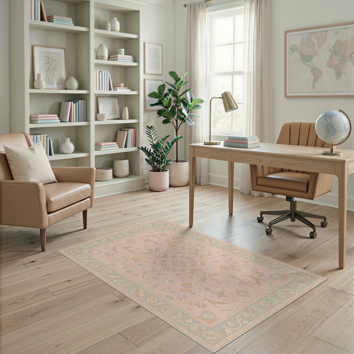 Pink Floral Vintage Area Rug