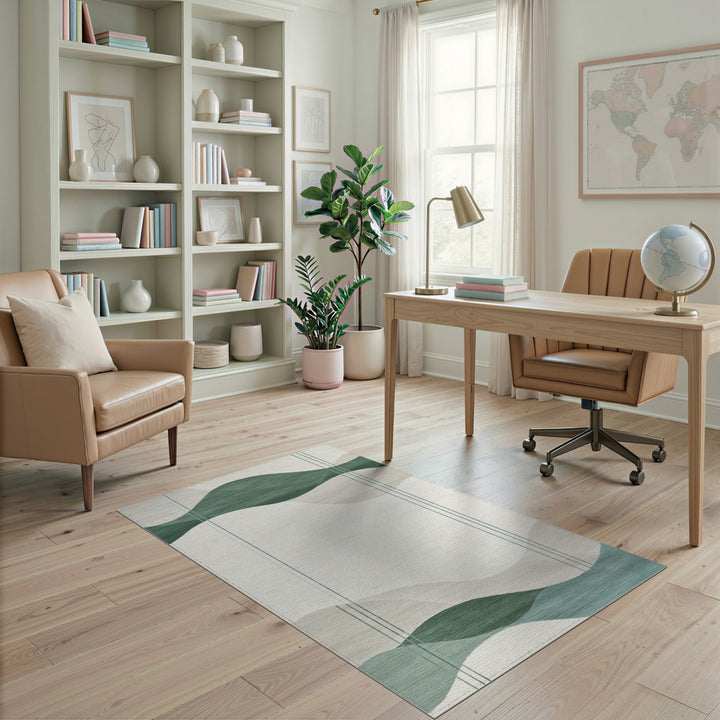 Teal Wave Abstract Area Rug