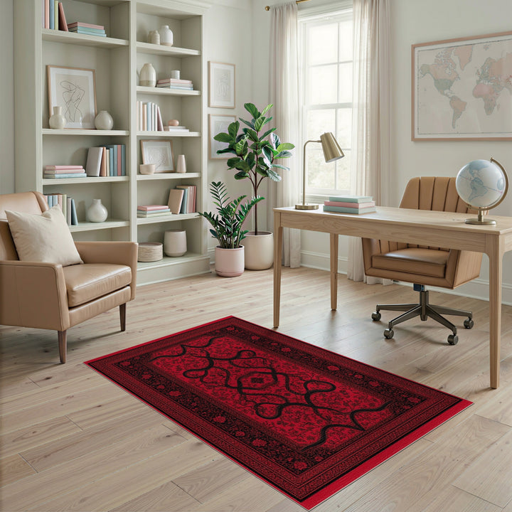 Red Serpent Floral Persian Area Rug