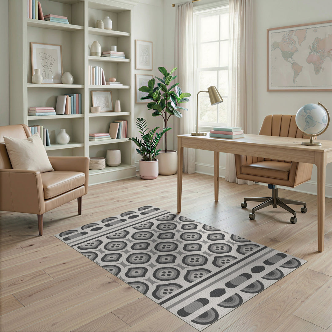 Grey Geometric Modern Area Rug