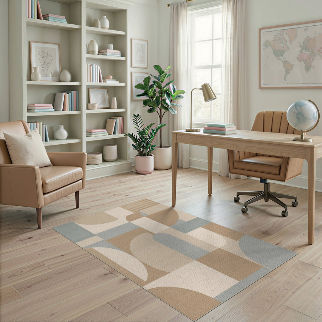 Contemporary Beige Geometric Area Rug