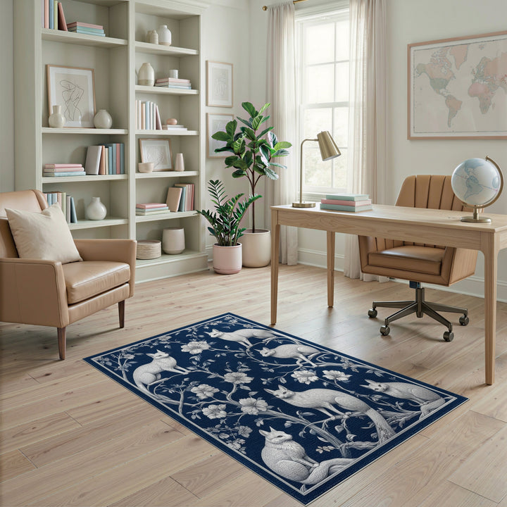 Navy Fox Floral Area Rug