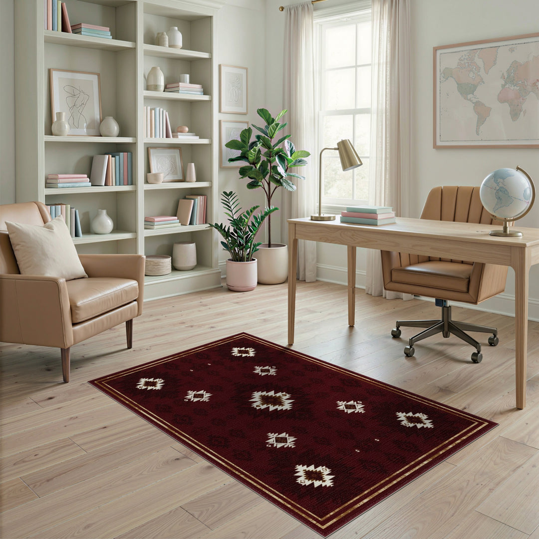 Red Southwestern Geometric Area Rug