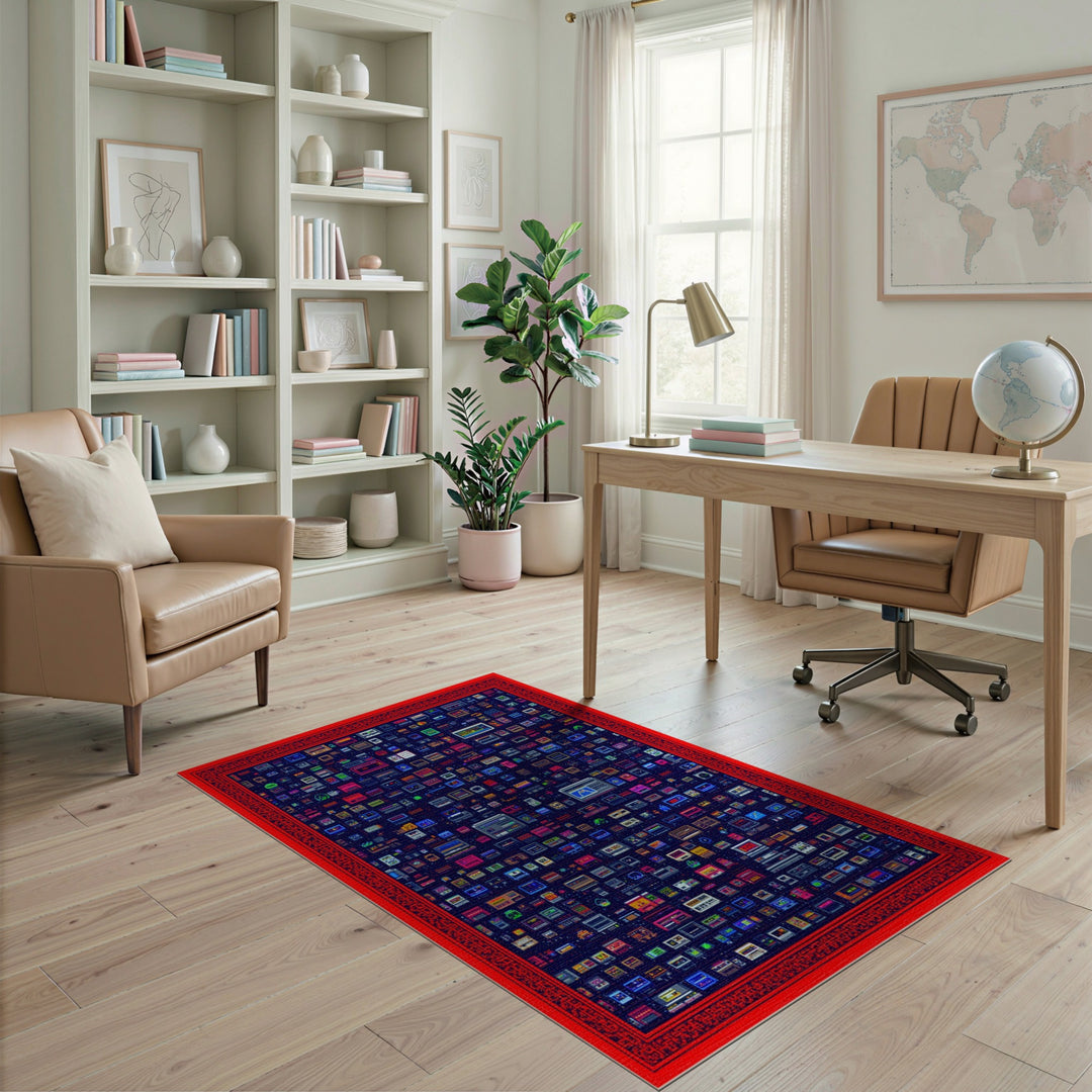 Retro Pixel Tech Washable Area Rug