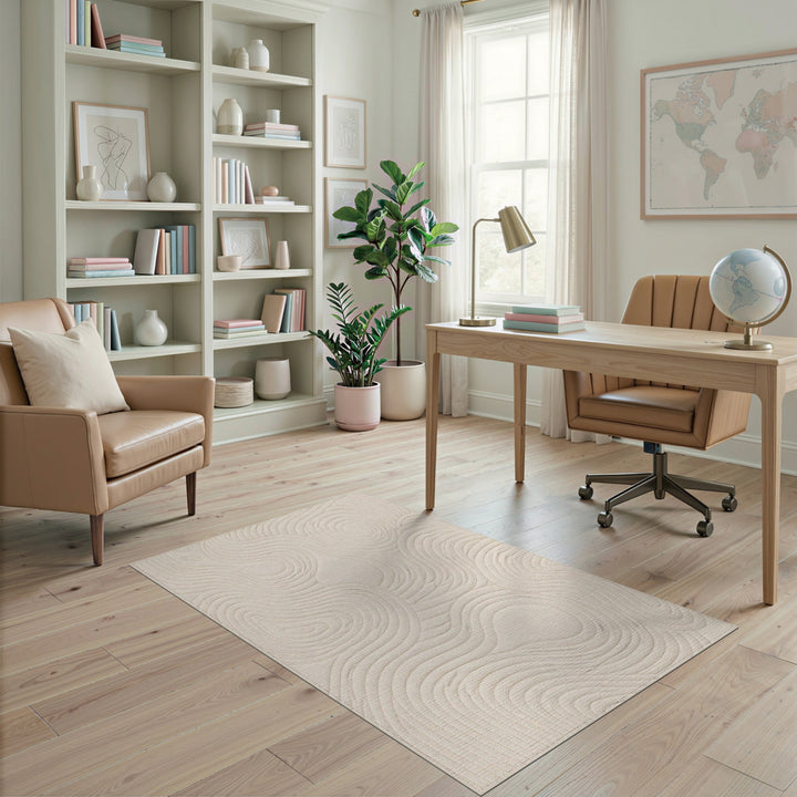 Beige Abstract Swirl Area Rug