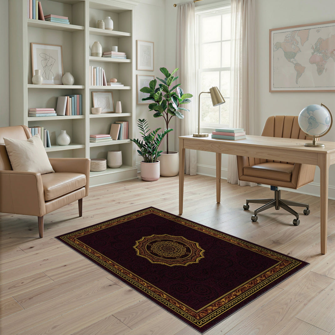 Red Gold Traditional Persian Medallion Area Rug