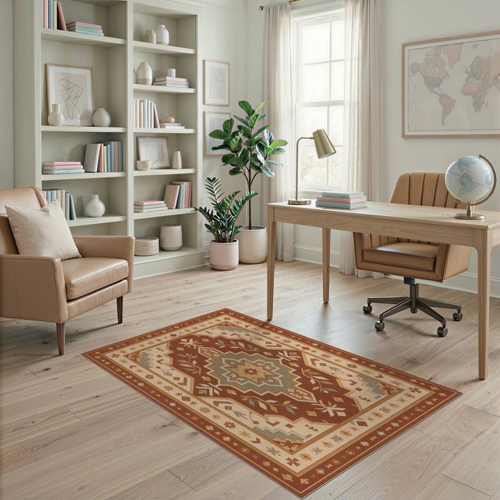 Red Southwestern Medallion Area Rug