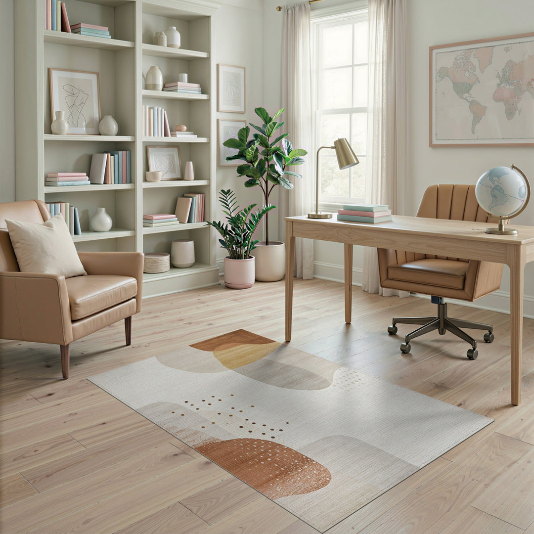 Abstract Neutral Area Rug in Beige and Brown