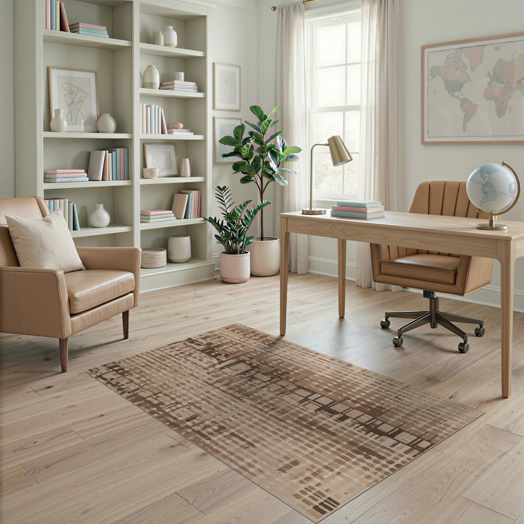 Brown Abstract Block Area Rug