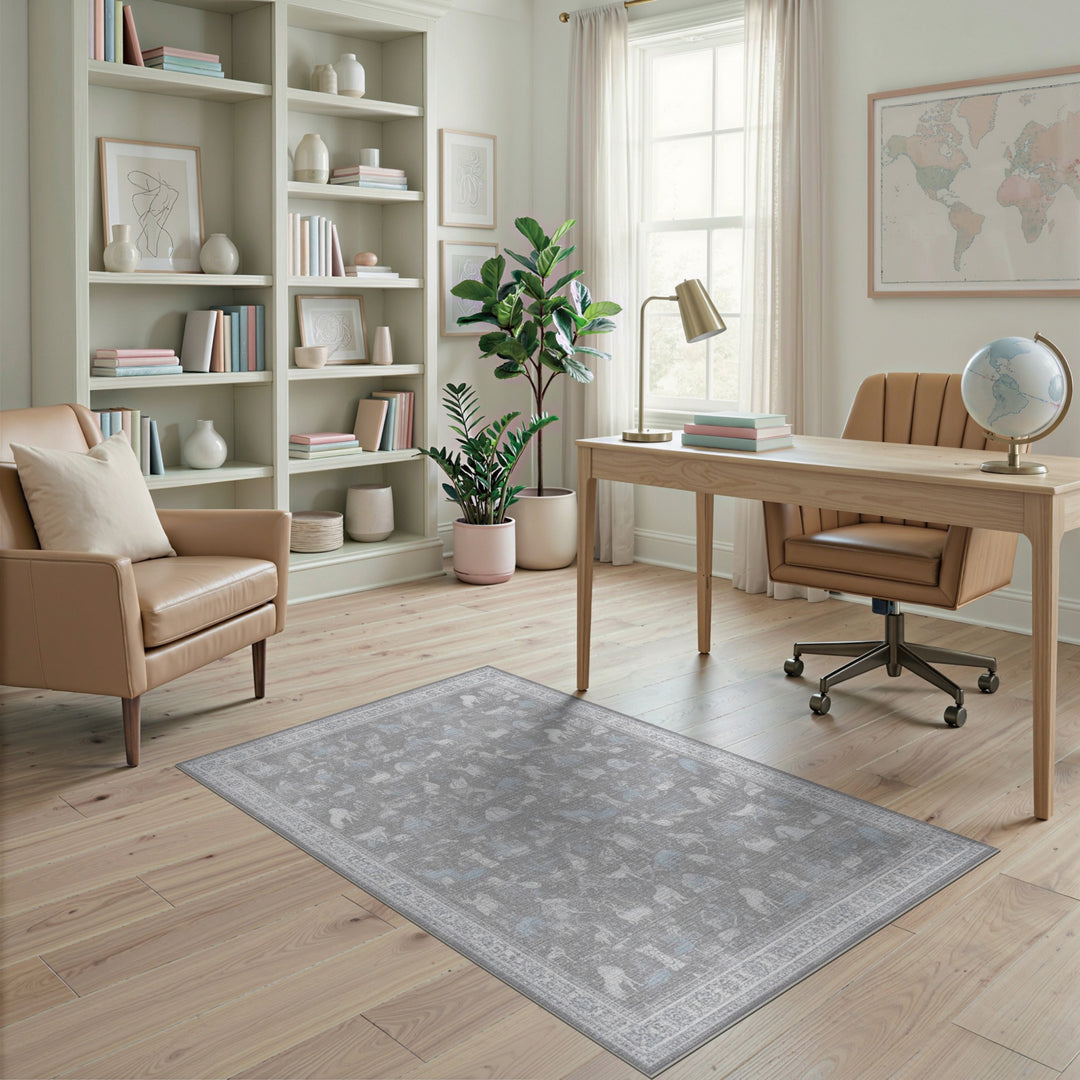 Grey Heritage Tribal Animal Motif Area Rug