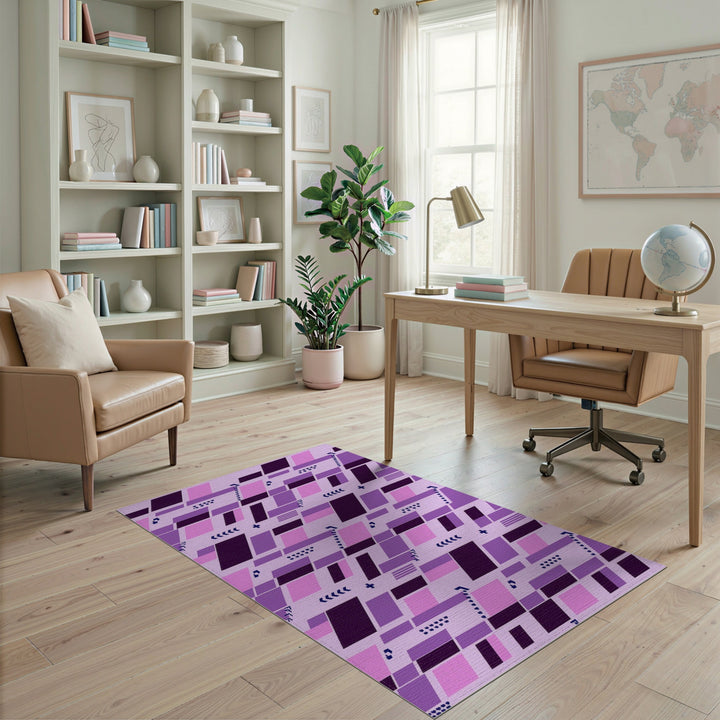 Purple Geometric Arrow Area Rug