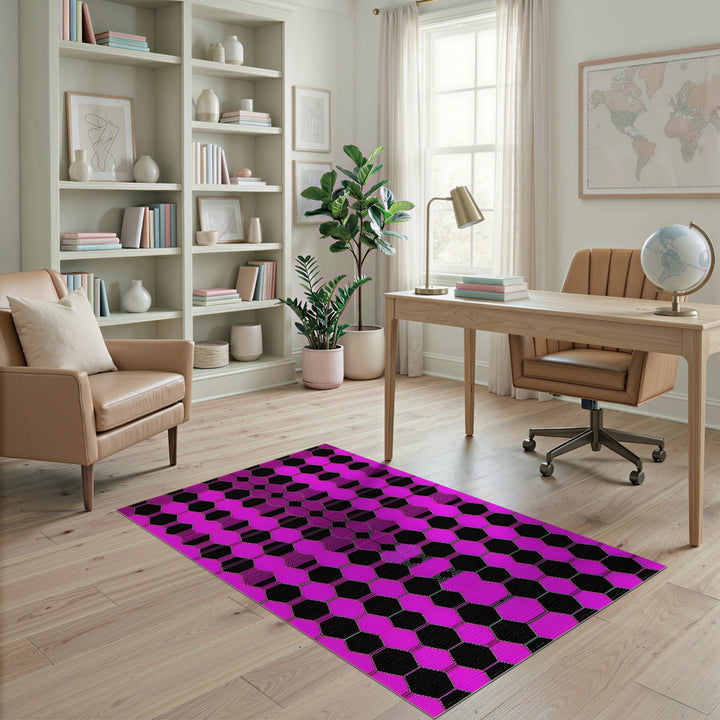 Geometric Modern Pink Hexagon Geometric Area Rug