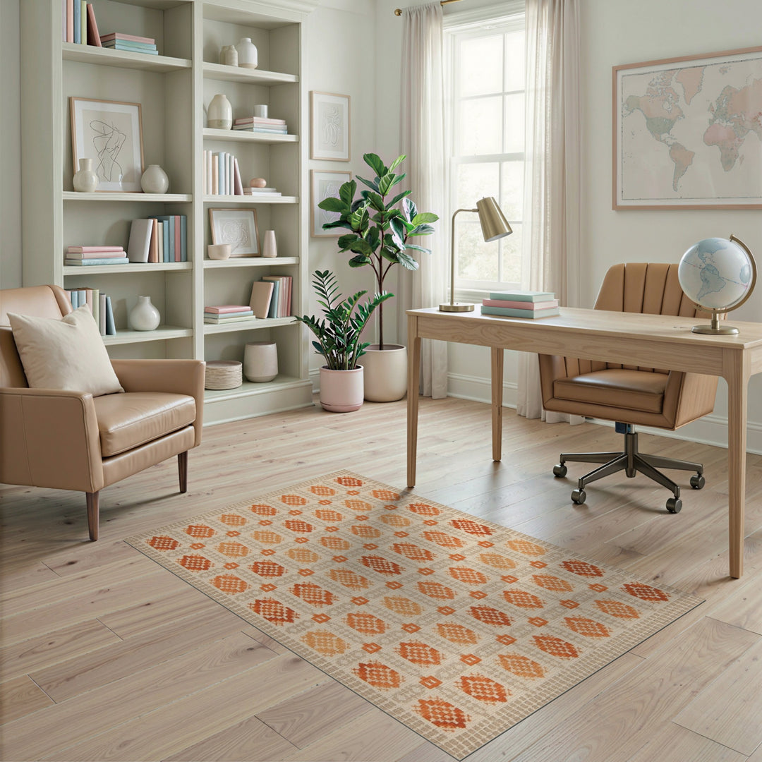 Orange Southwestern Geometric Area Rug