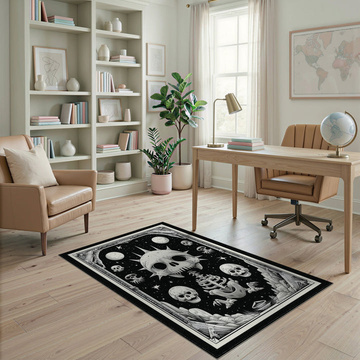 Spiked Skull Skeleton Area Rug