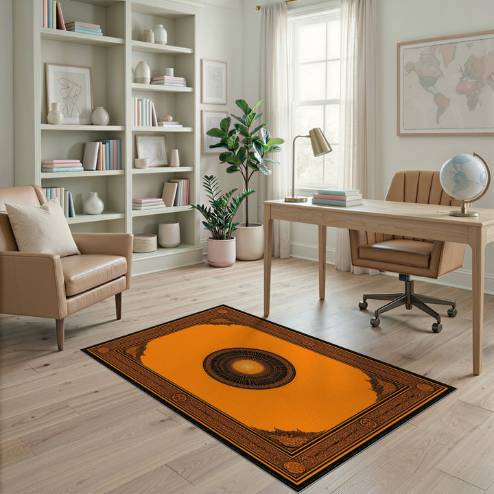Orange Geometric Mandala Area Rug