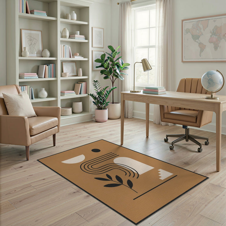 Brown Geometric Abstract Geometric Modern Area Rug