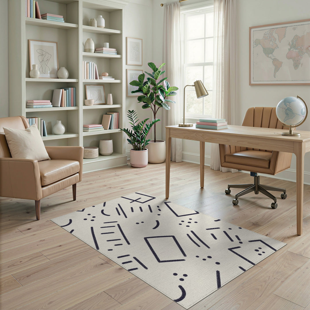 Black White Geometric Area Rug