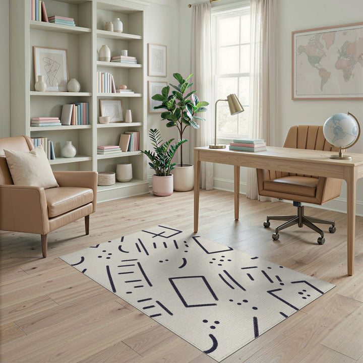 Black White Geometric Area Rug