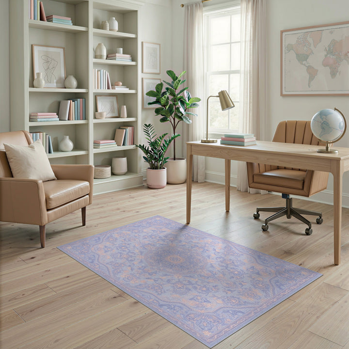 Light Blue Floral Persian Area Rug
