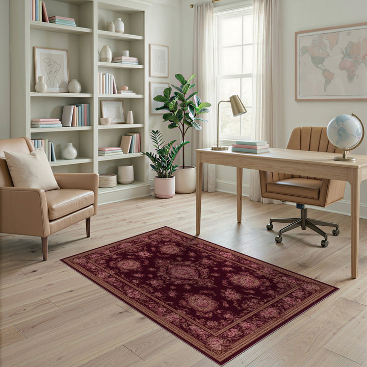 Traditional Persian Rich Red Persian Floral Medallion Area Rug