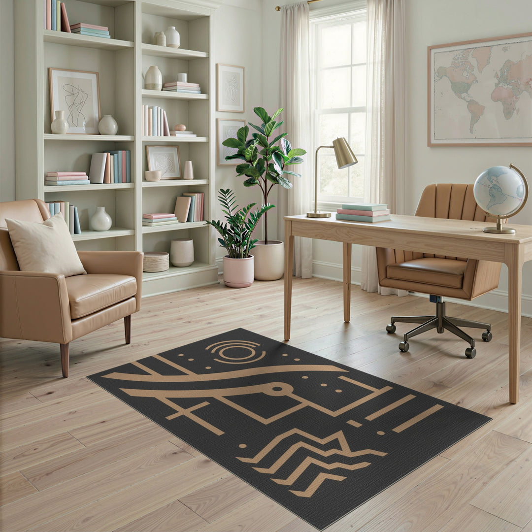 Geometric Modern Brown and Tan Brown Tan Geometric Abstract Area Rug