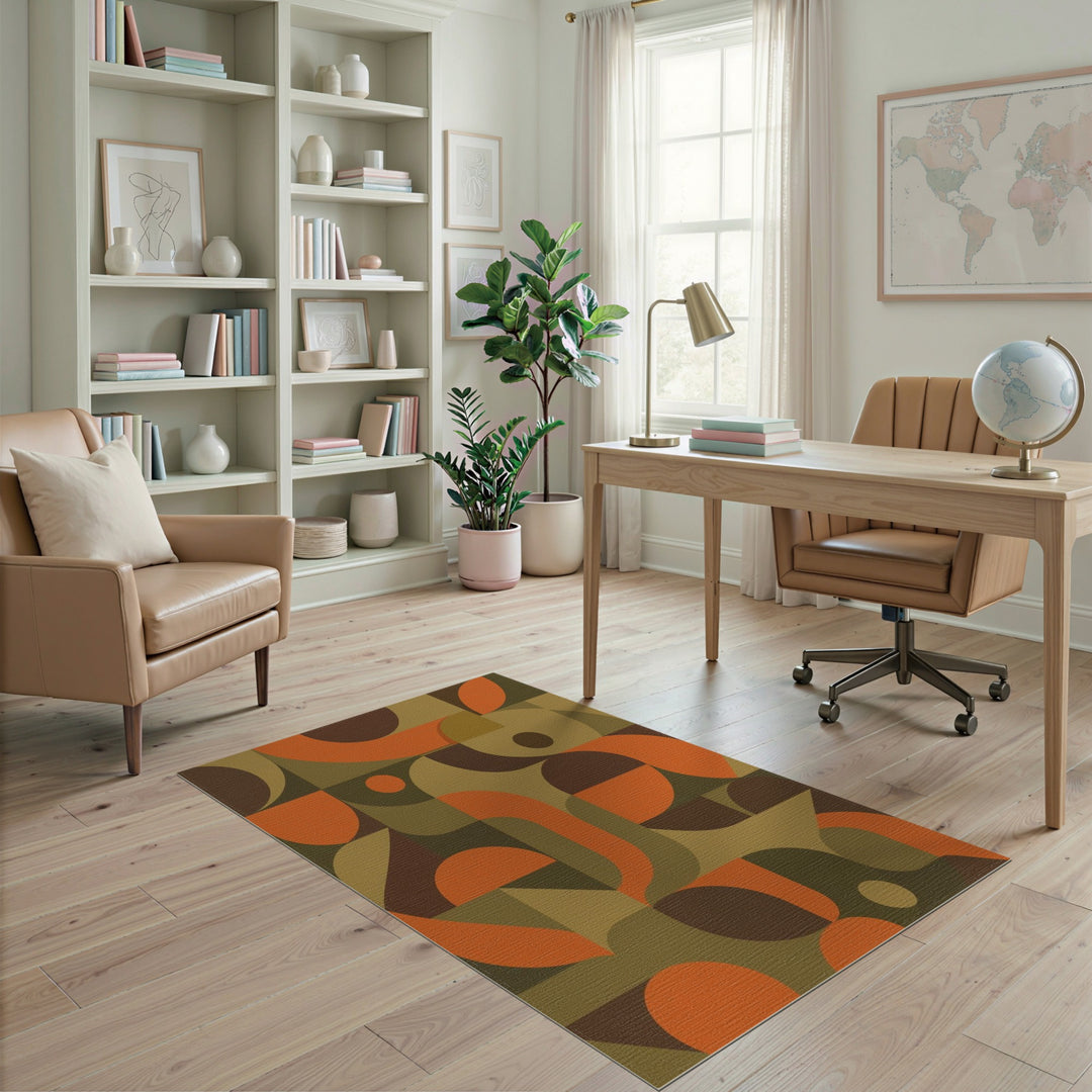Orange Geometric Modern Orange Geometric Area Rug