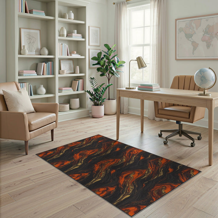ODIKA Swirling Orange Marble Area Rug