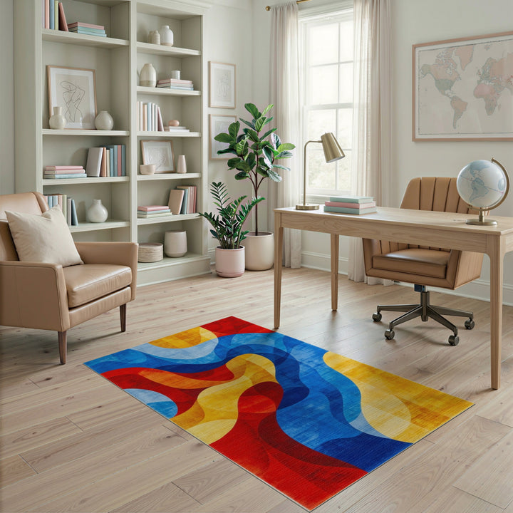 Vivid Wavy Abstract Multi-Color Area Rug