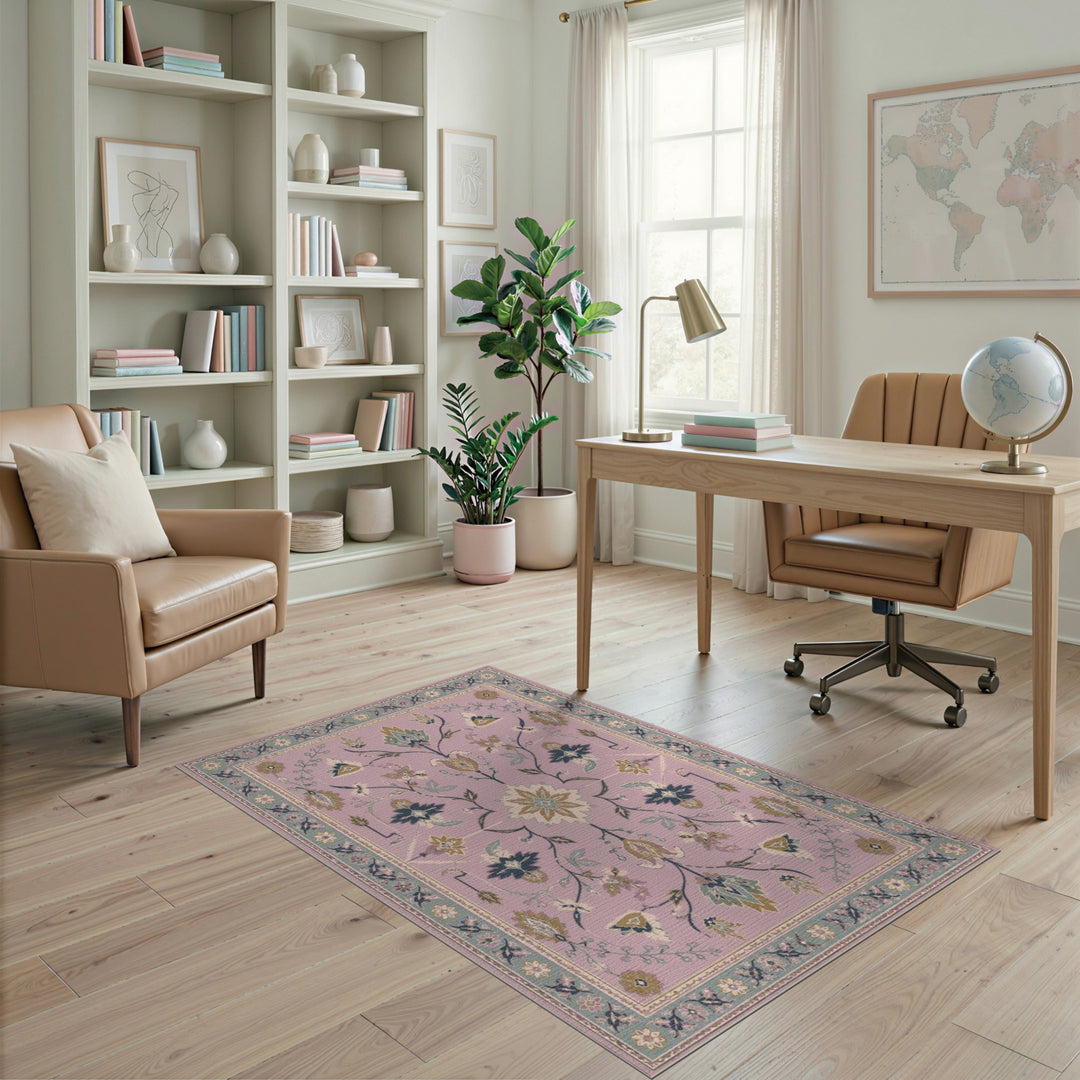 Pink Floral Vintage Area Rug