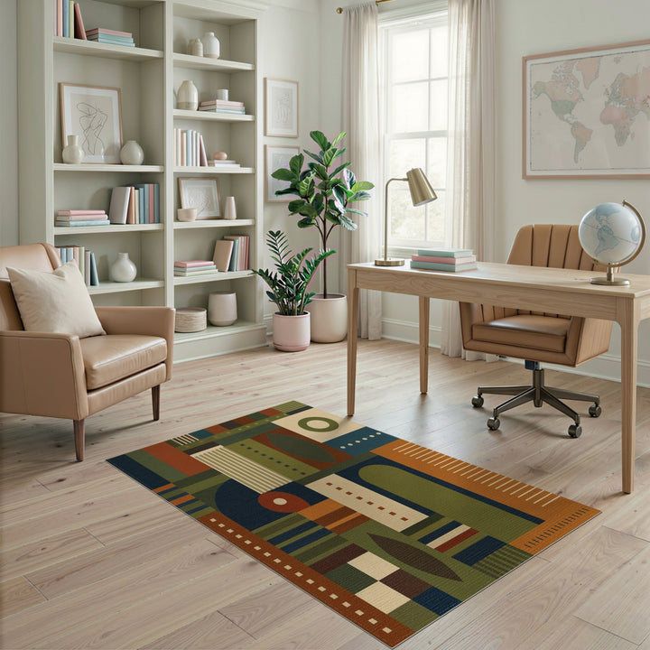 Geometric Modern Multi-color and Patterns Multi-Color Geometric Area Rug
