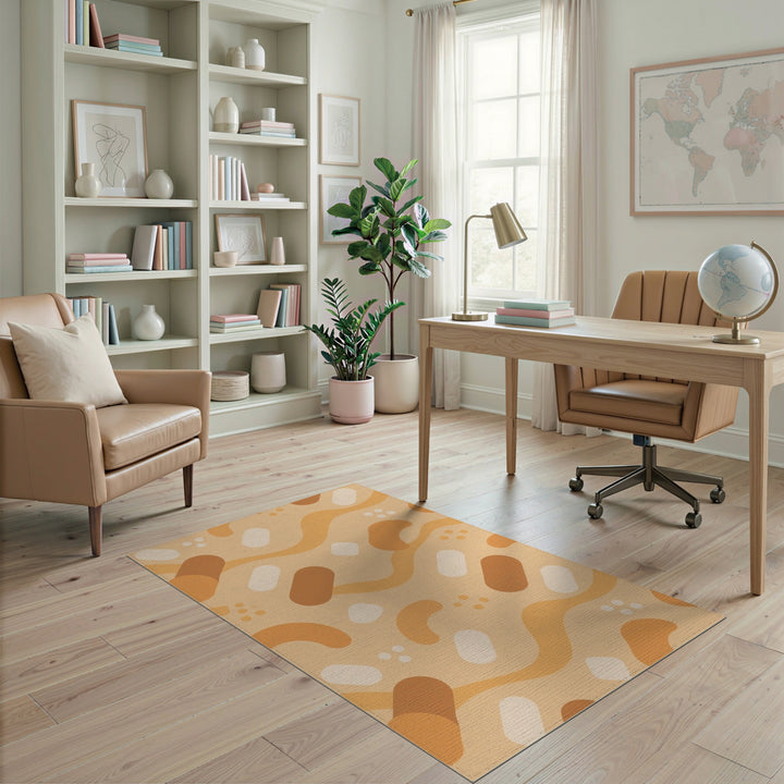 ODIKA Warm Orange Abstract Area Rug