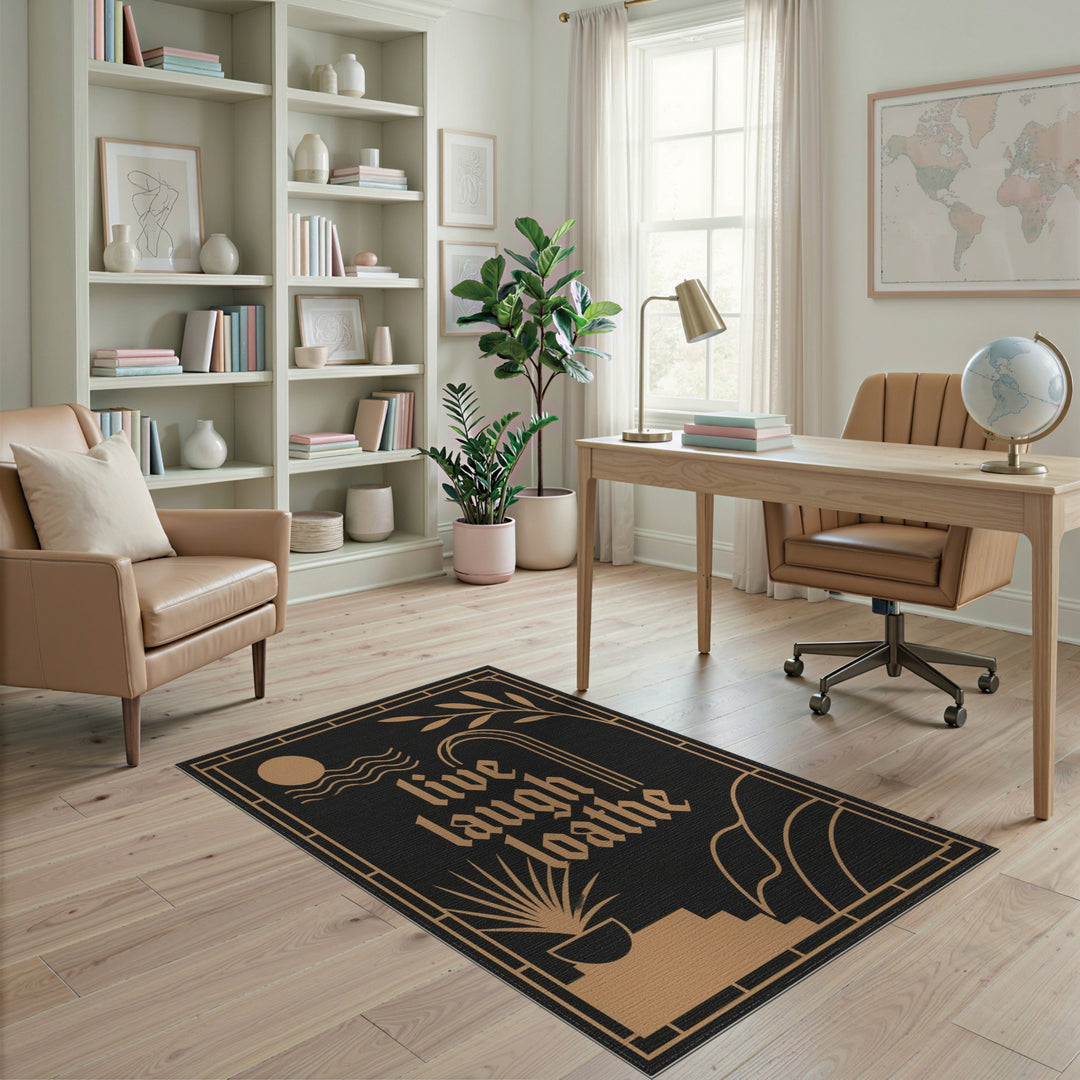Live Laugh Loathe Geometric Area Rug