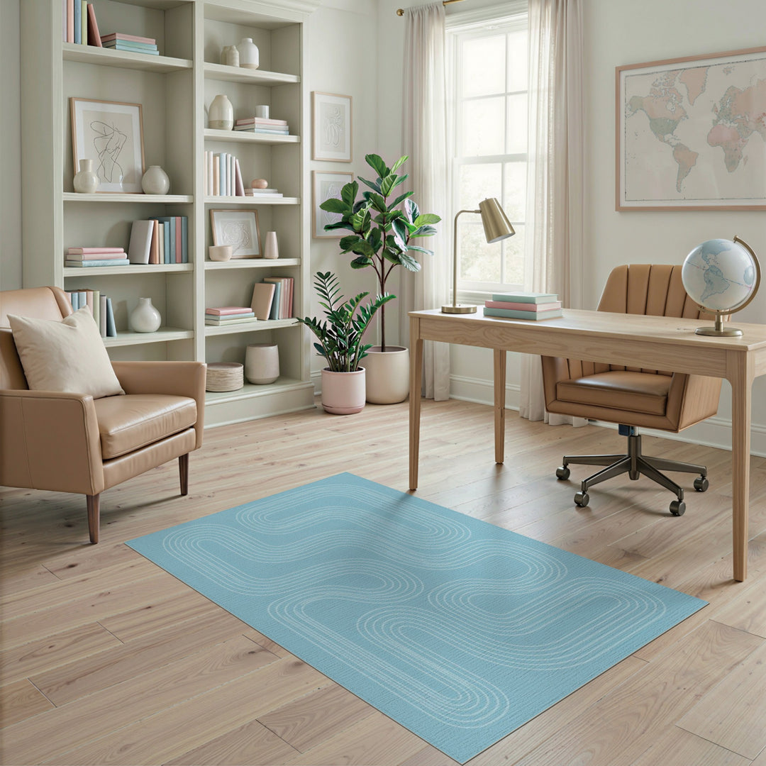 Blue Wave Abstract Area Rug