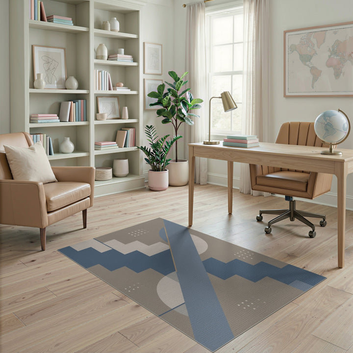 Blue Geometric Stair Area Rug