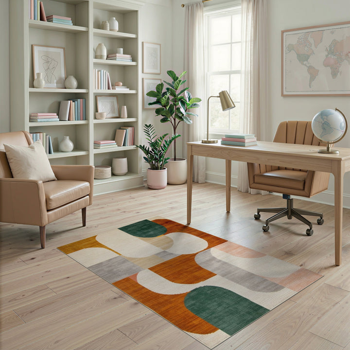 Geometric Abstract Area Rug in Earth Tones