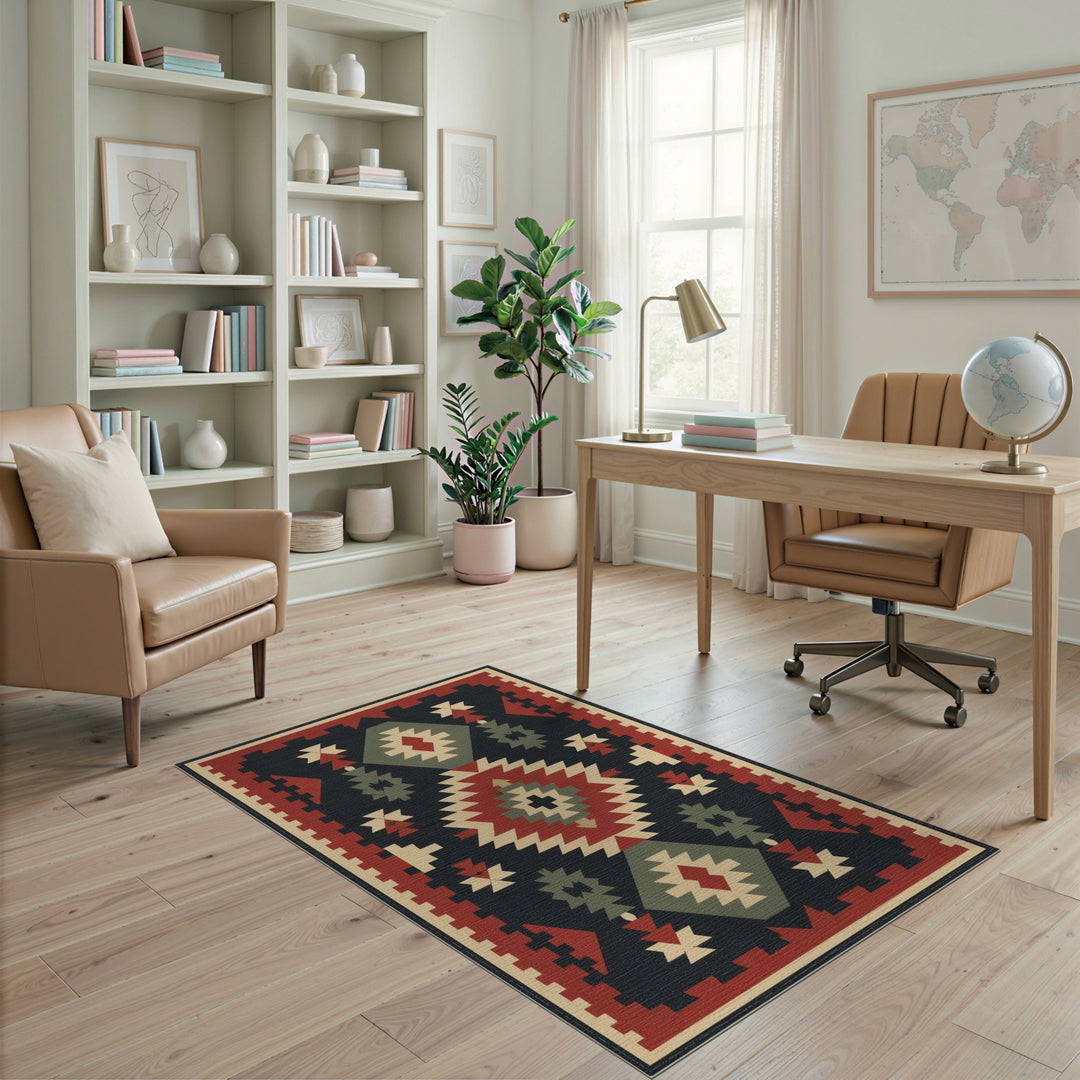 Multi-color and Patterns Red Tribal Geometric Area Rug