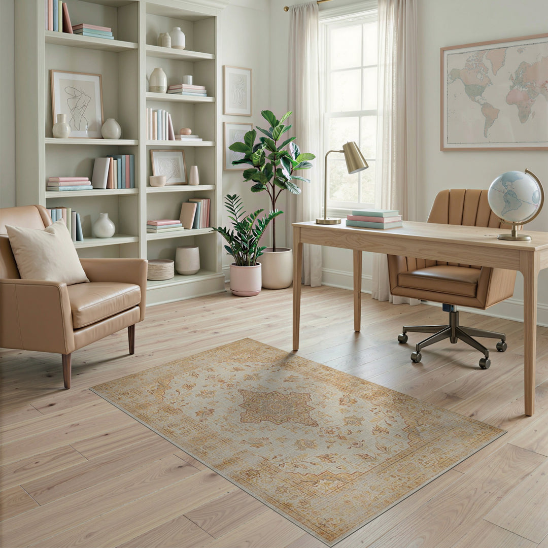 Medallion Traditional Persian Beige Persian Medallion Area Rug