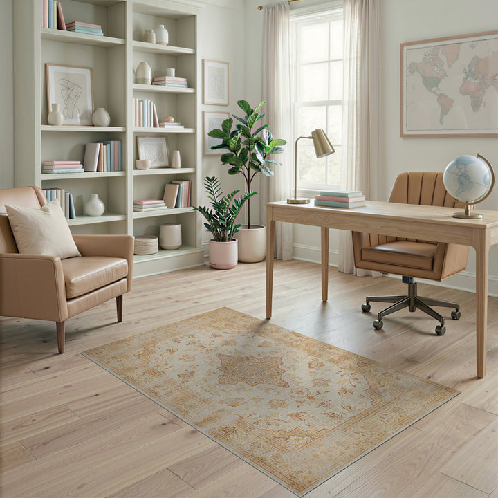 Medallion Traditional Persian Beige Persian Medallion Area Rug